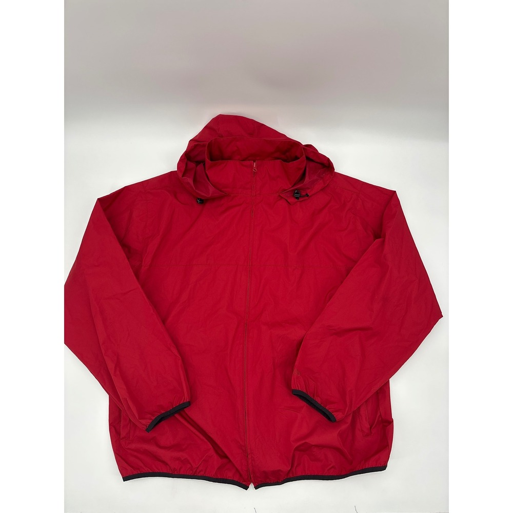 IZOD Men Red Full Zip Hooded Lightweight Windbreaker Jacket XXL‎